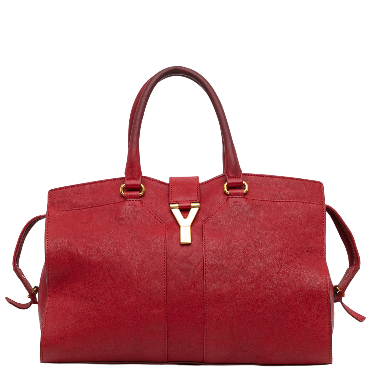SAINT LAURENT RED MEDIUM CABAS CHIC BOSTON BAG