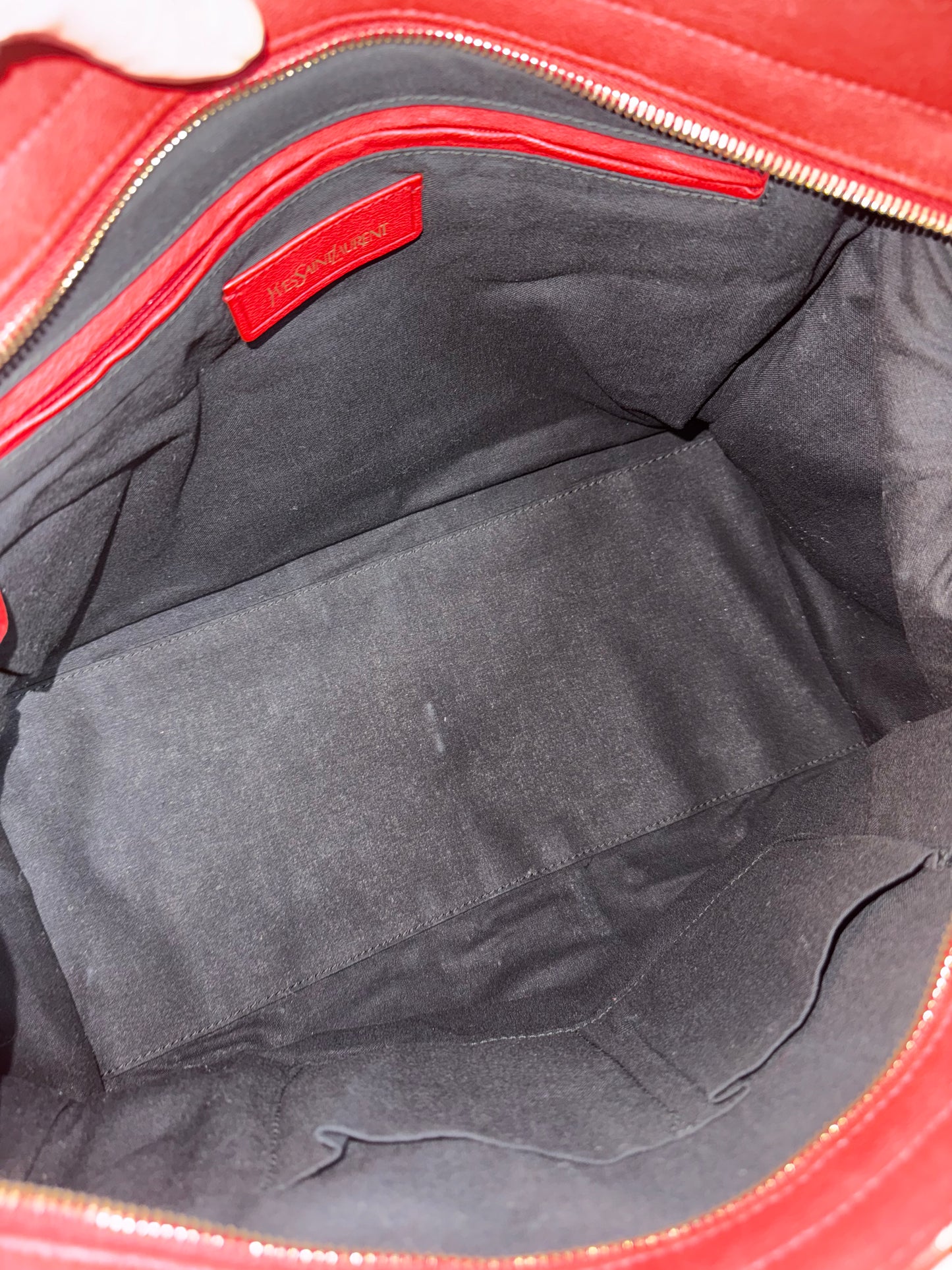 SAINT LAURENT RED MEDIUM CABAS CHIC BOSTON BAG