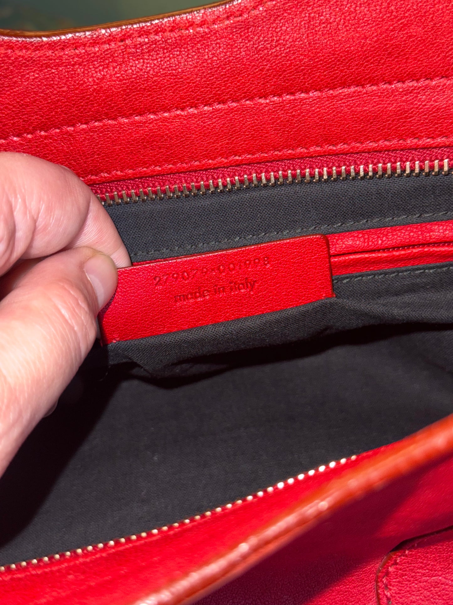 SAINT LAURENT RED MEDIUM CABAS CHIC BOSTON BAG