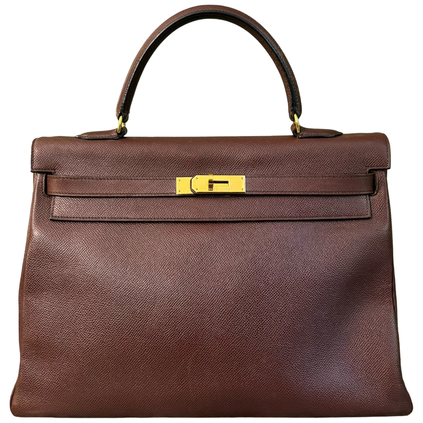 HERMÈS BROWN COURCHEVEL KELLY 35 HANDBAG