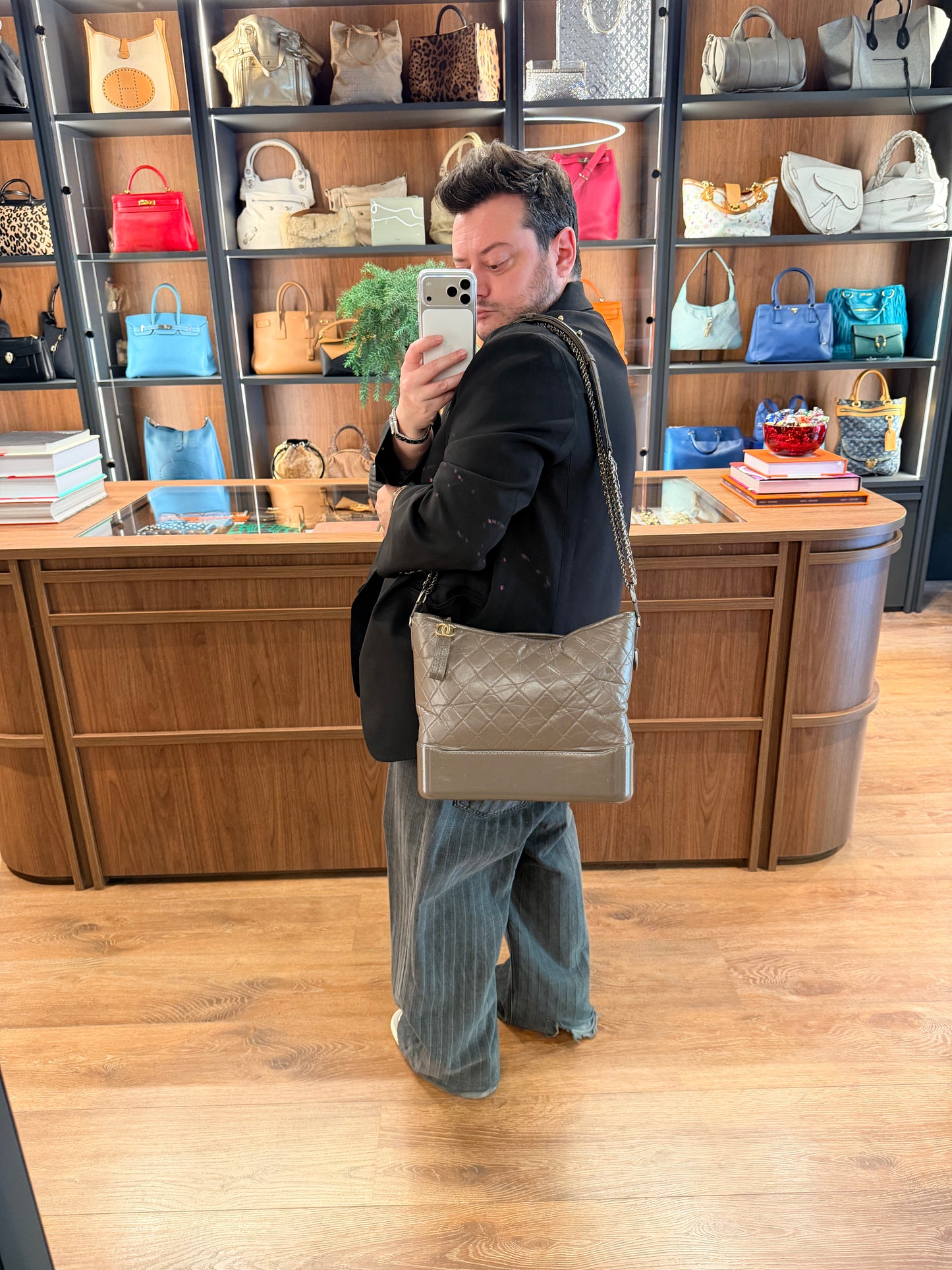 CHANEL TAUPE LARGE GABRIELLE SHOULDER BAG