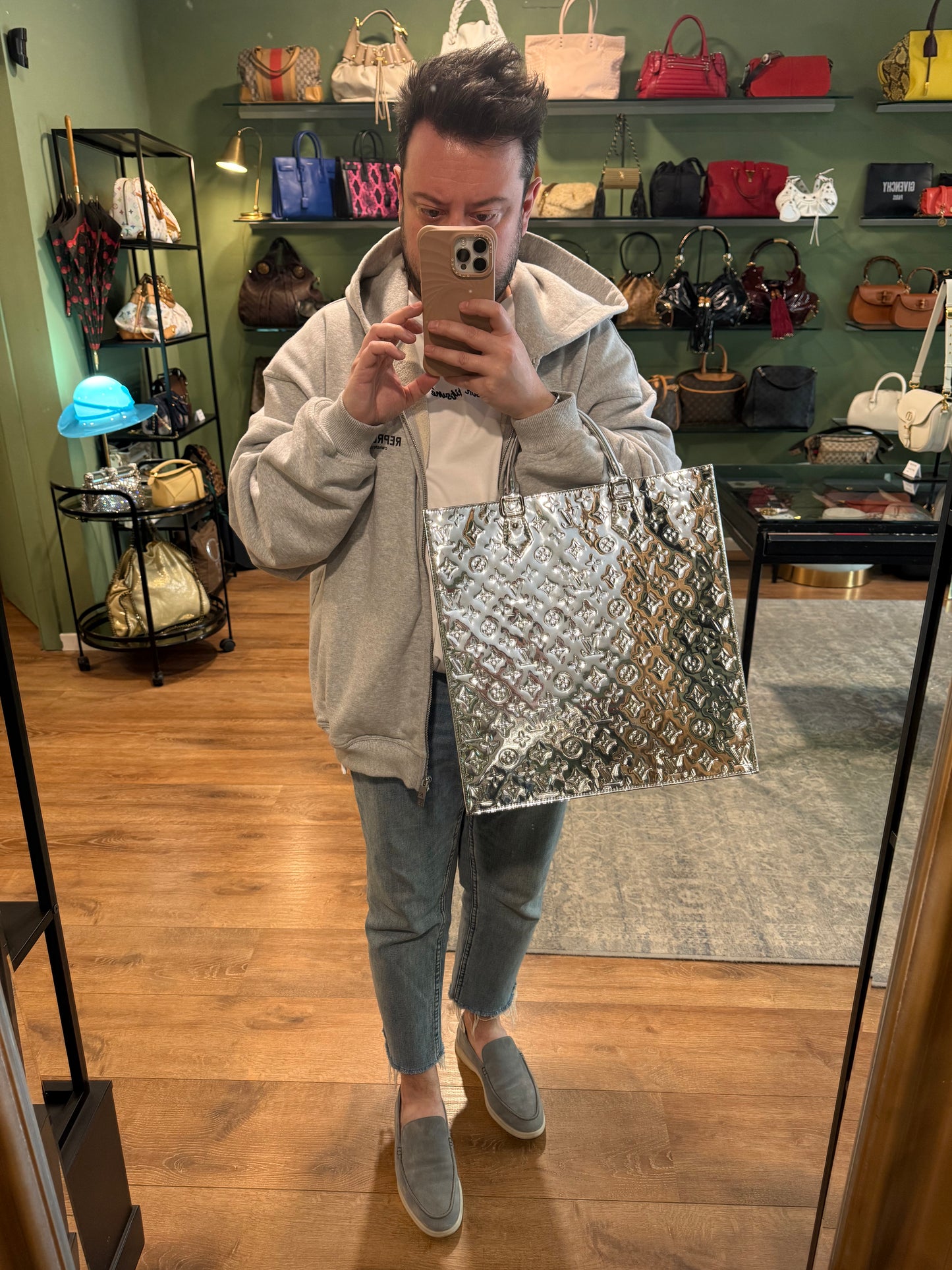 LOUIS VUITTON SILVER MIROIR SAC PLAT HANDBAG
