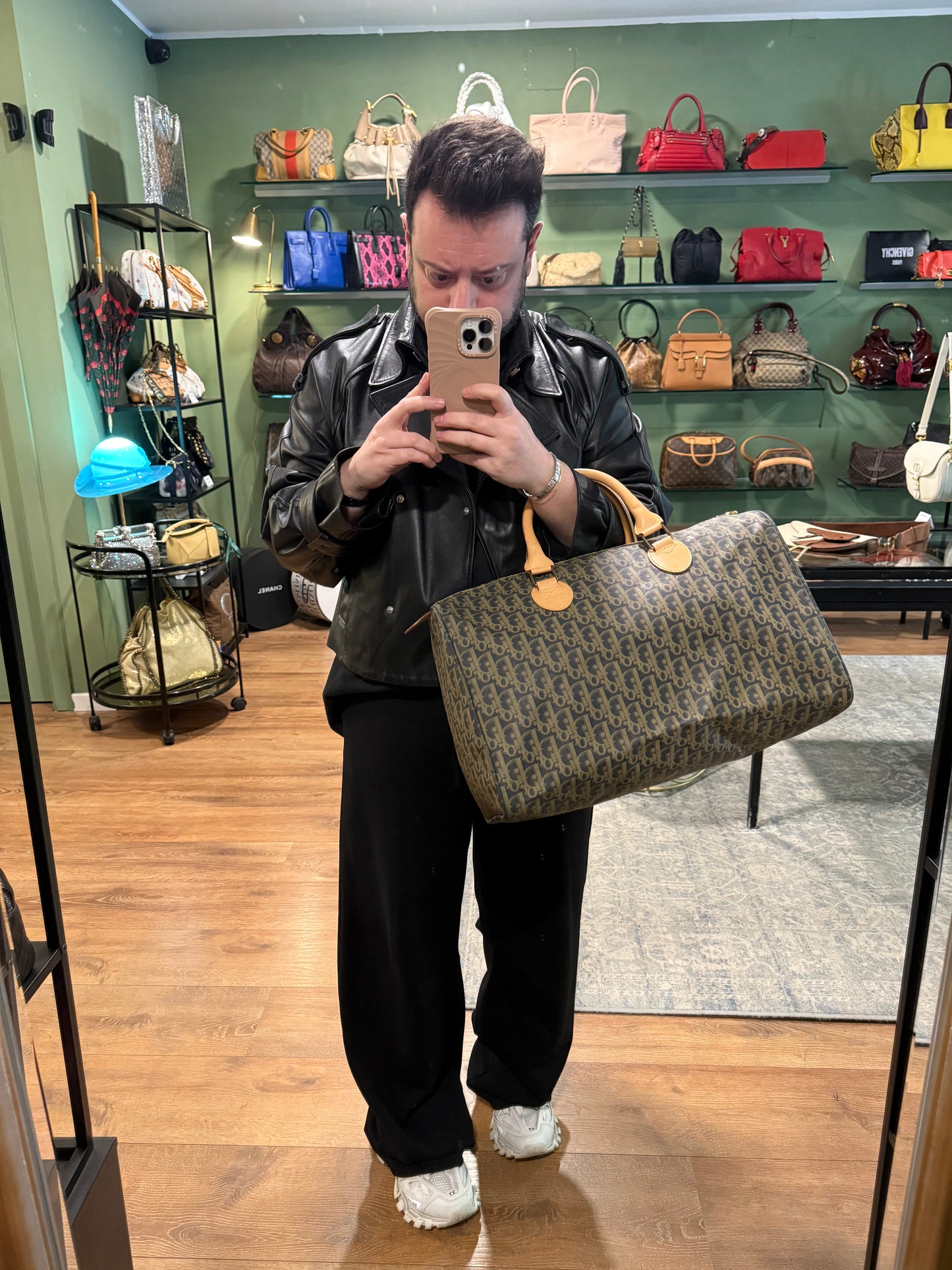 DIOR OBLIQUE CANVAS LARGE BOSTON BAG