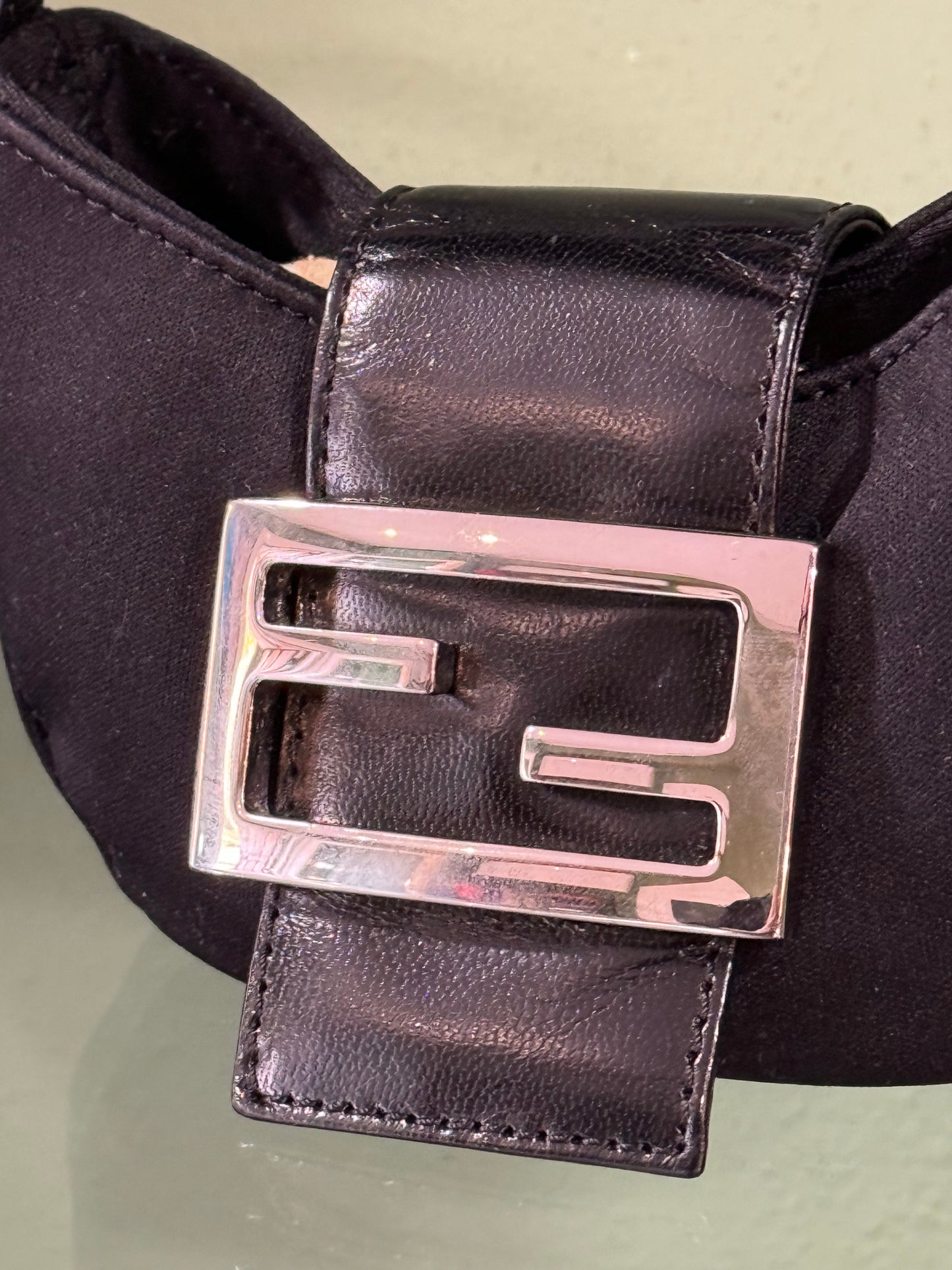 FENDI BLACK JERSEY MINI CROISSANT