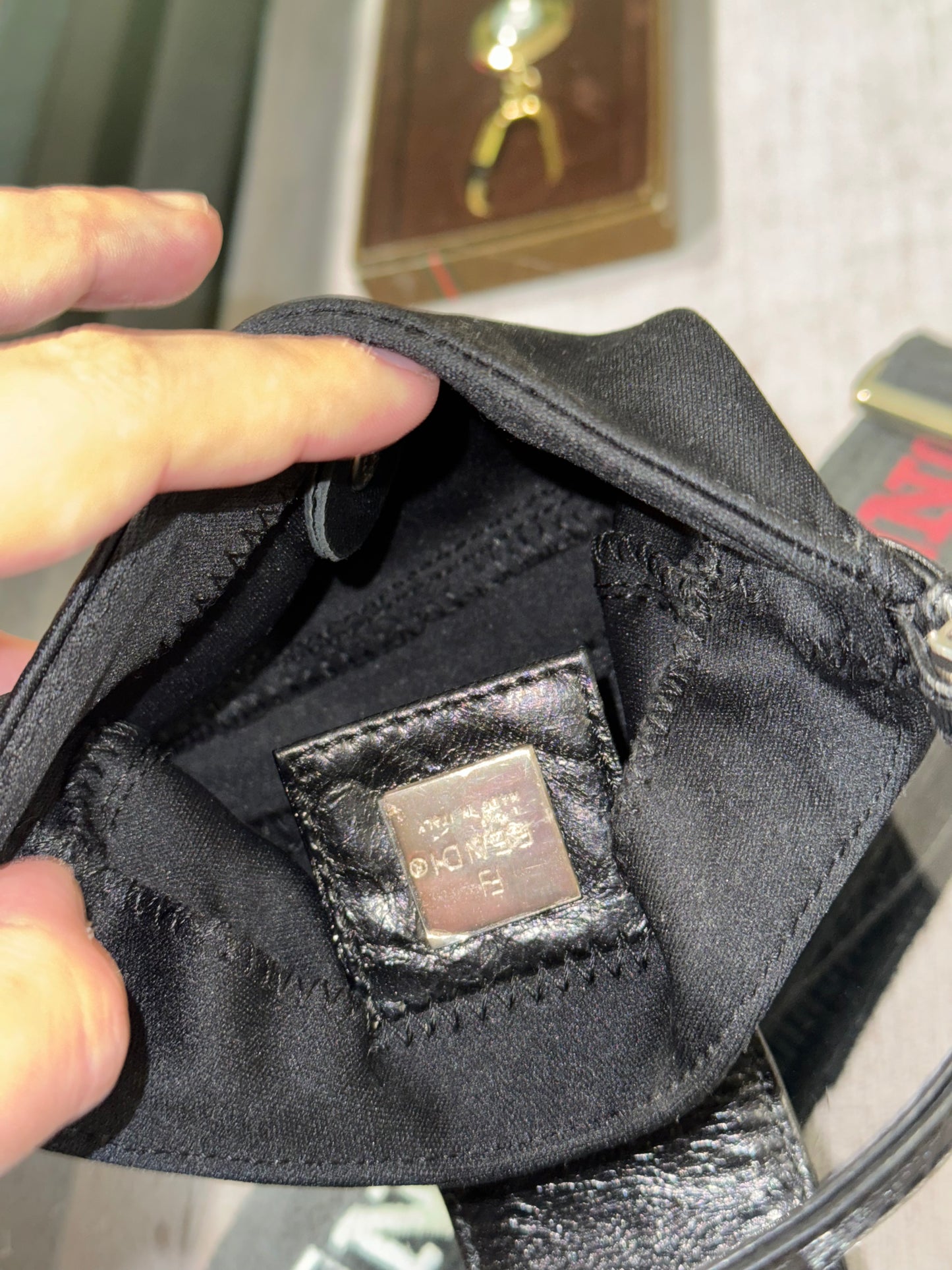 FENDI BLACK JERSEY MINI CROISSANT