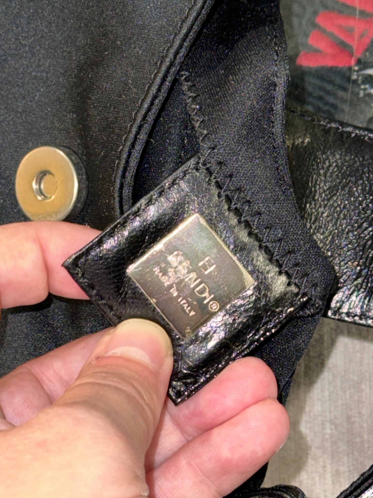 FENDI BLACK JERSEY MINI CROISSANT