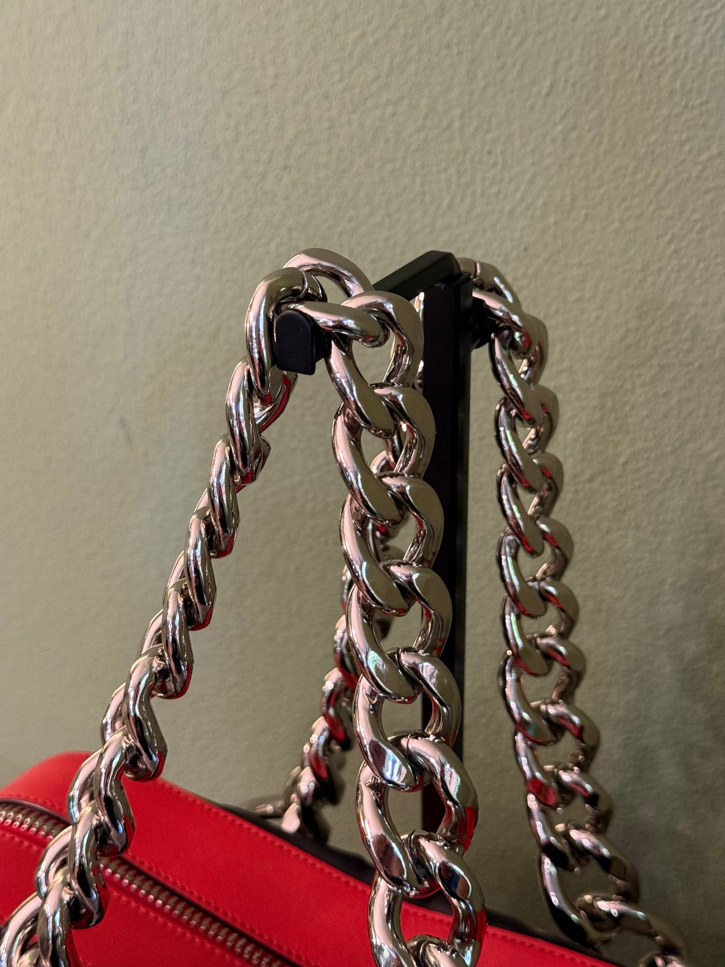 PRADA PERFORATED BI COLOR CHAIN HANDBAG