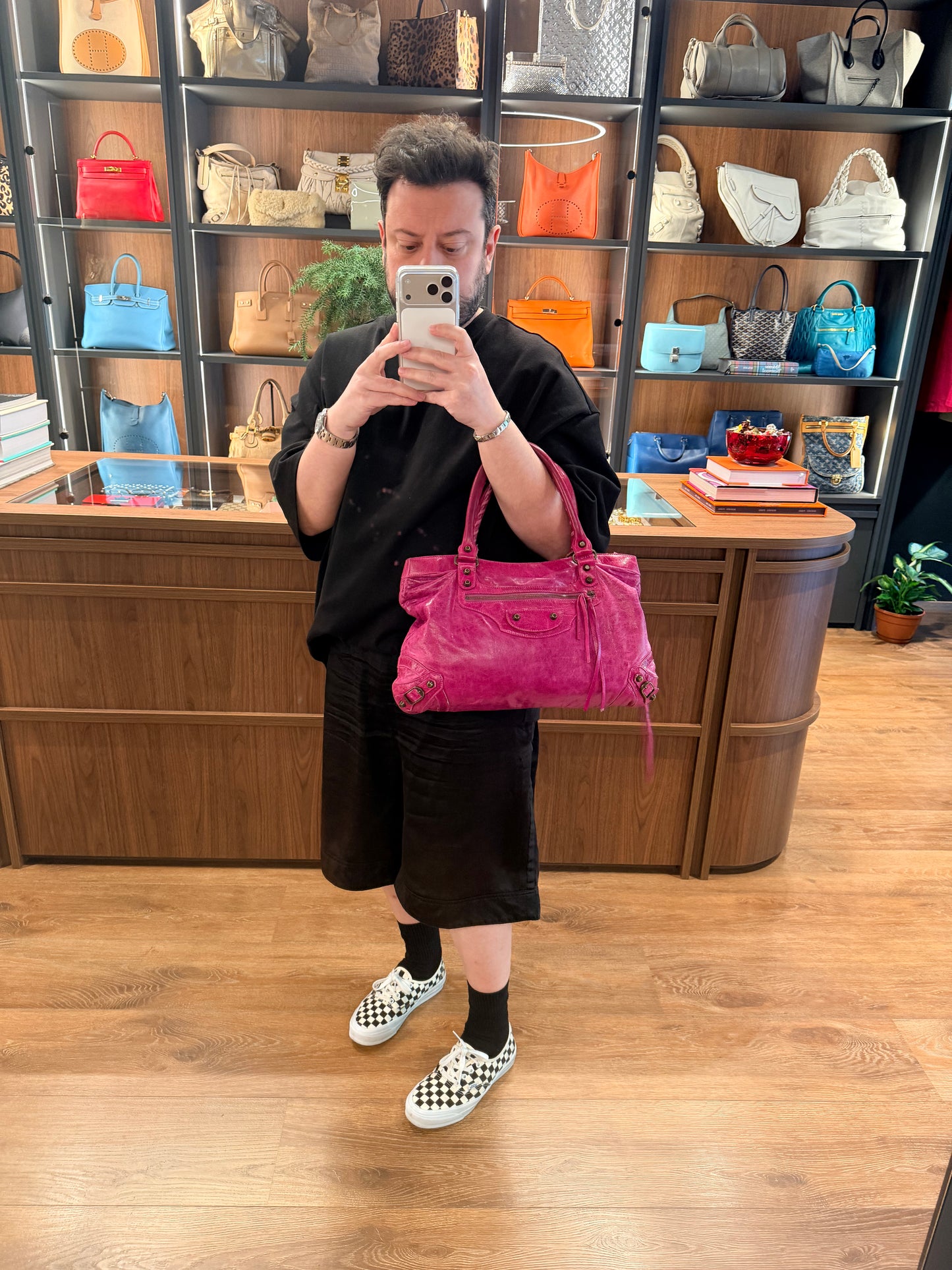 BALENCIAGA HOT PINK TOWN HANDBAG