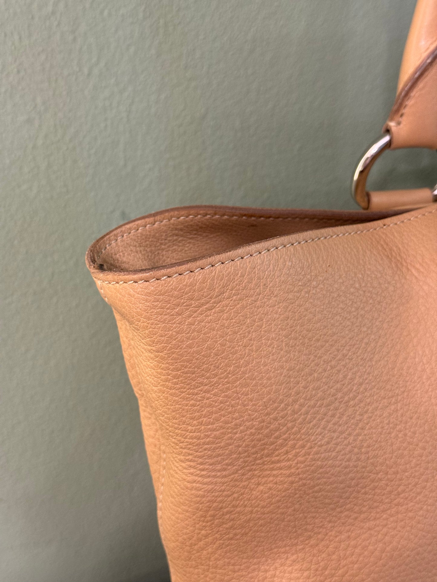 PRADA BEIGE LEATHER SHOPPING TOTE