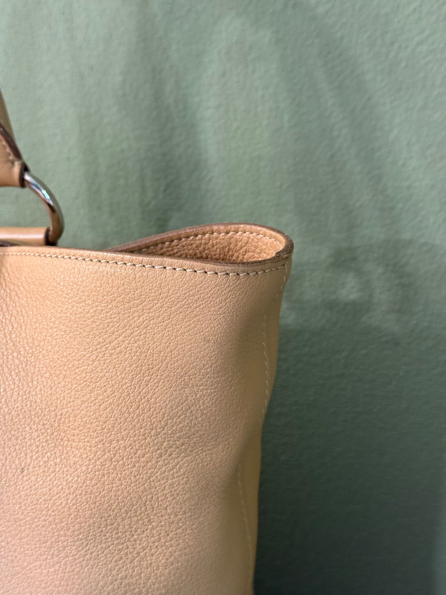 PRADA BEIGE LEATHER SHOPPING TOTE