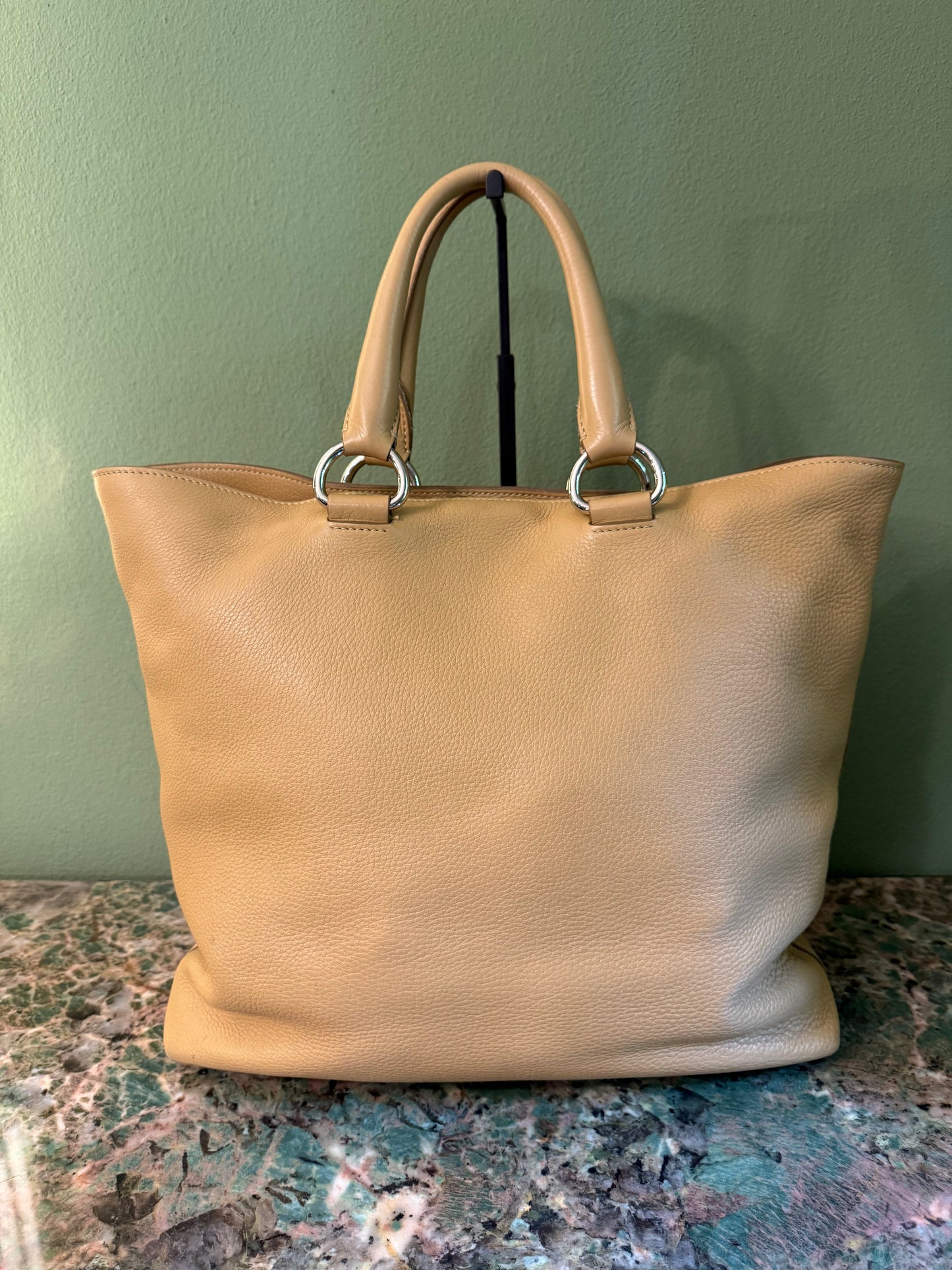PRADA BEIGE LEATHER SHOPPING TOTE