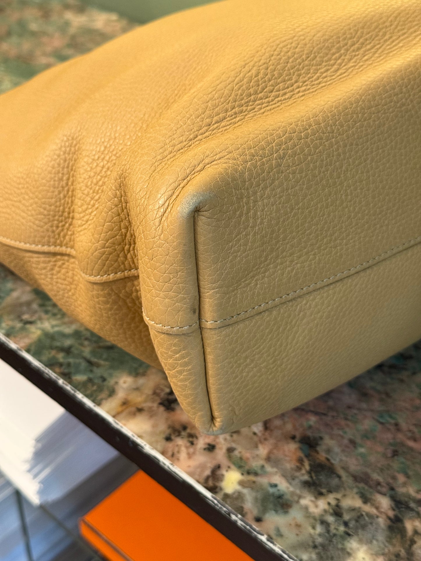 PRADA BEIGE LEATHER SHOPPING TOTE