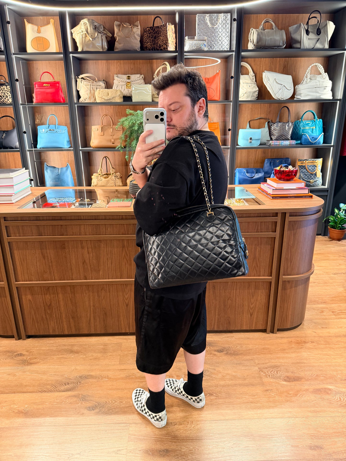 CHANEL DARK NAVY QUILTED SHOPPING TOTE