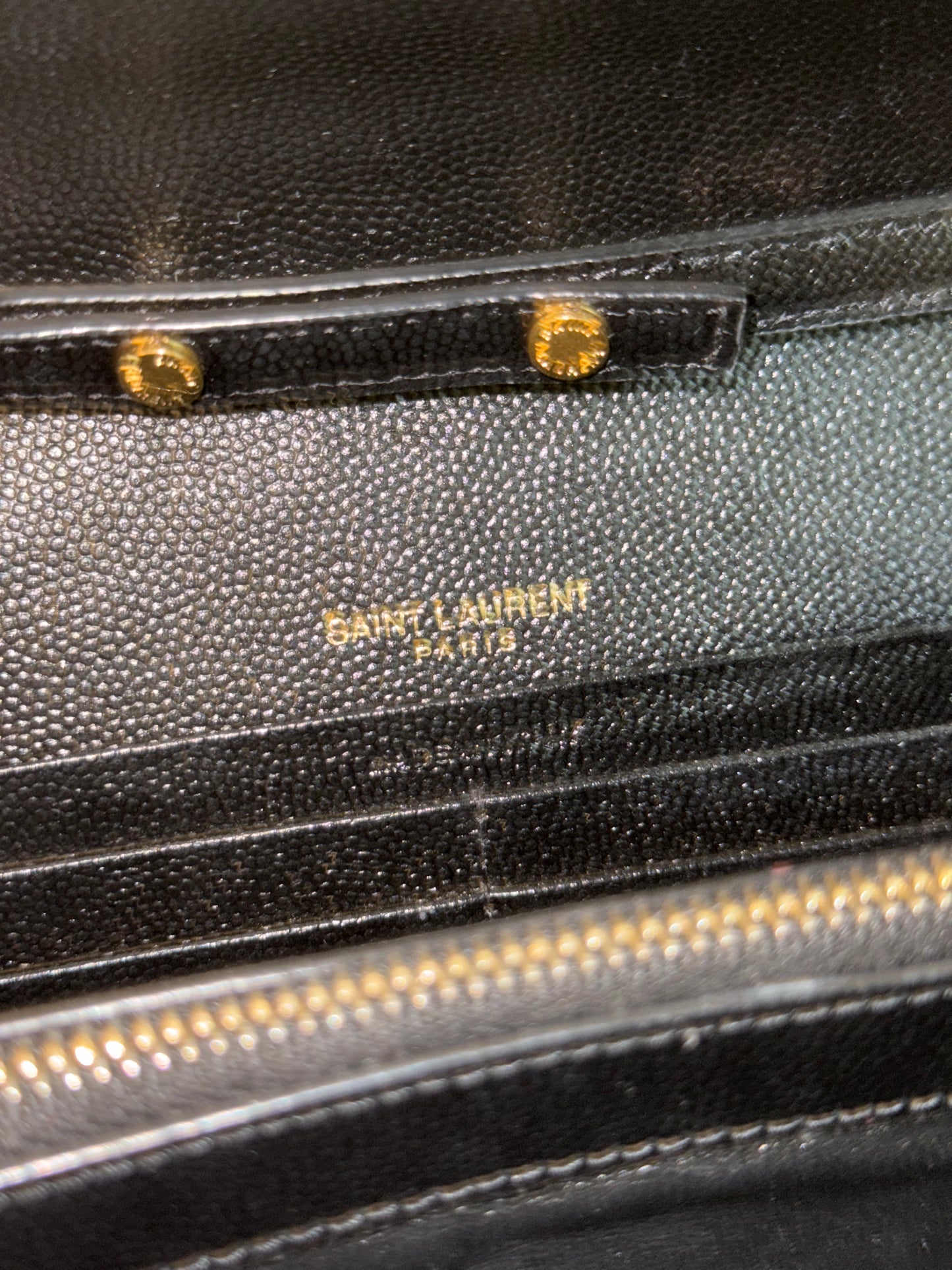 SAINT LAURENT BLACK CASSANDRE CHAIN POCHETTE