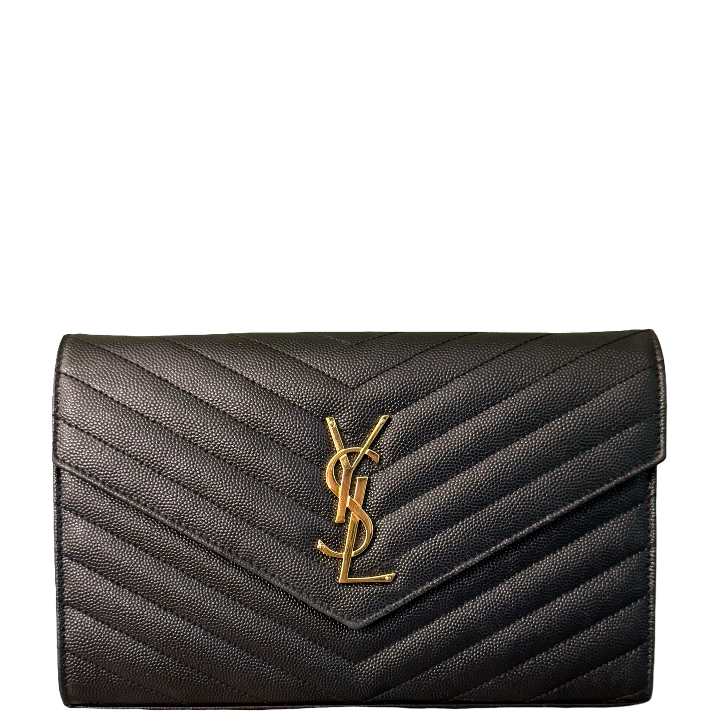 SAINT LAURENT BLACK CASSANDRE CHAIN POCHETTE