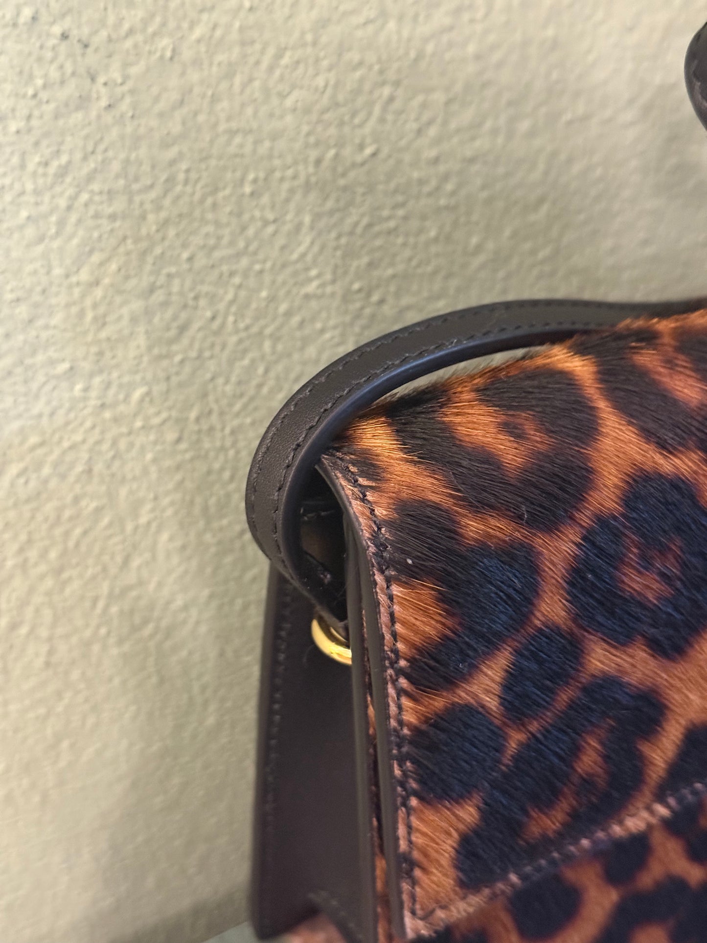 JAQUEMUS PONYHAIR LEOPARD LE BAMBINO LONG SHOULDER BAG