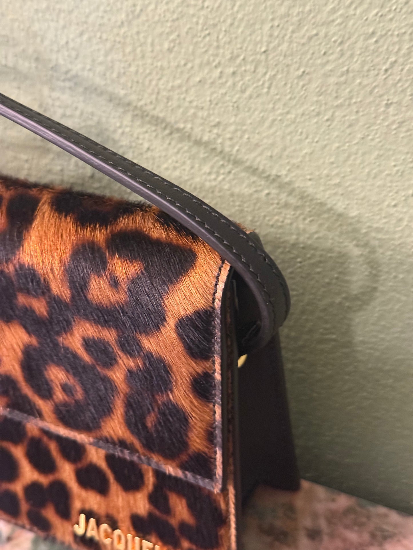 JAQUEMUS PONYHAIR LEOPARD LE BAMBINO LONG SHOULDER BAG