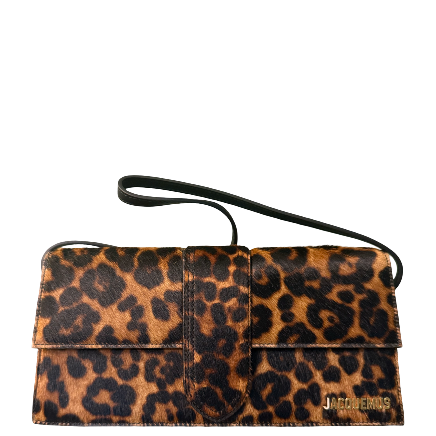 JAQUEMUS PONYHAIR LEOPARD LE BAMBINO LONG SHOULDER BAG