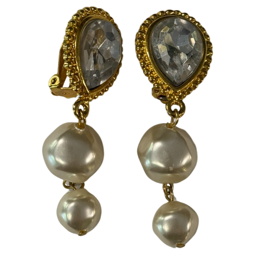 VINTAGE 60'S STRASS AND PEARLS EARRINGS