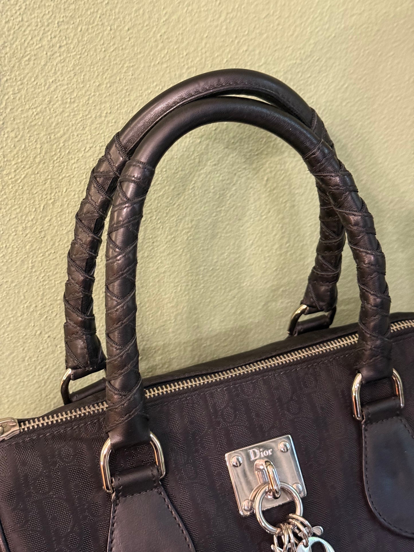 DIOR BLACK MONOGRAM OBLIQUE BOSTON BAG