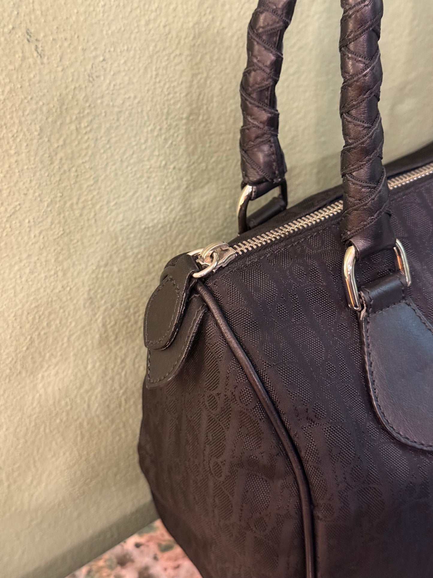 DIOR BLACK MONOGRAM OBLIQUE BOSTON BAG