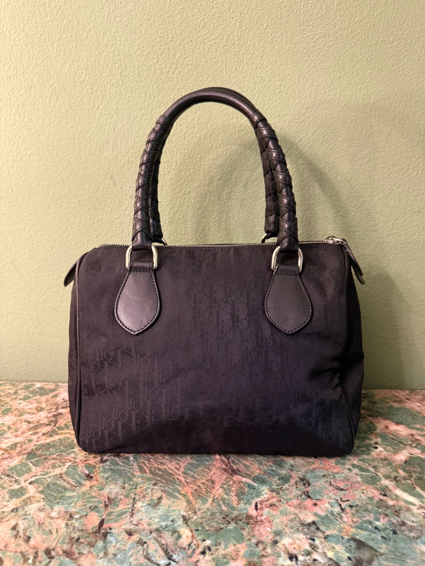 DIOR BLACK MONOGRAM OBLIQUE BOSTON BAG