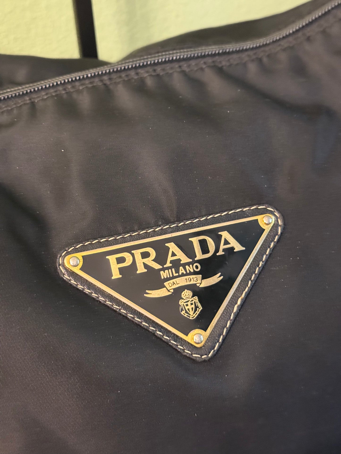 PRADA BLACK NYLON LARGE HOBO BAG