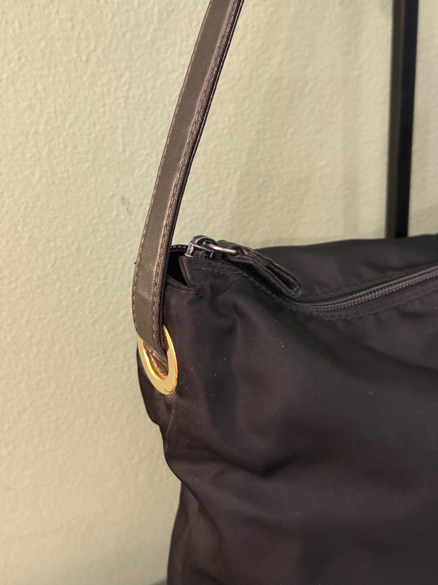PRADA BLACK NYLON LARGE HOBO BAG