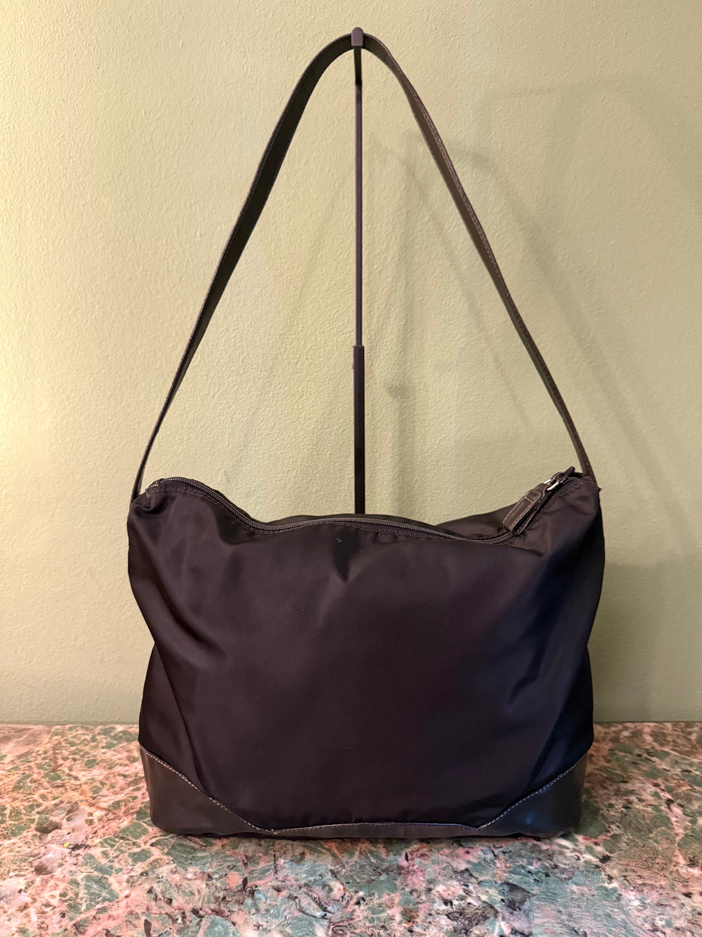 PRADA BLACK NYLON LARGE HOBO BAG