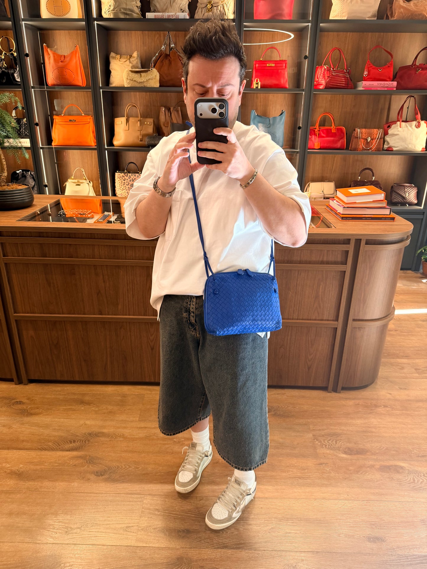 BOTTEGA VENETA ELECTRIC BLUE NODINI CROSSBODY BAG