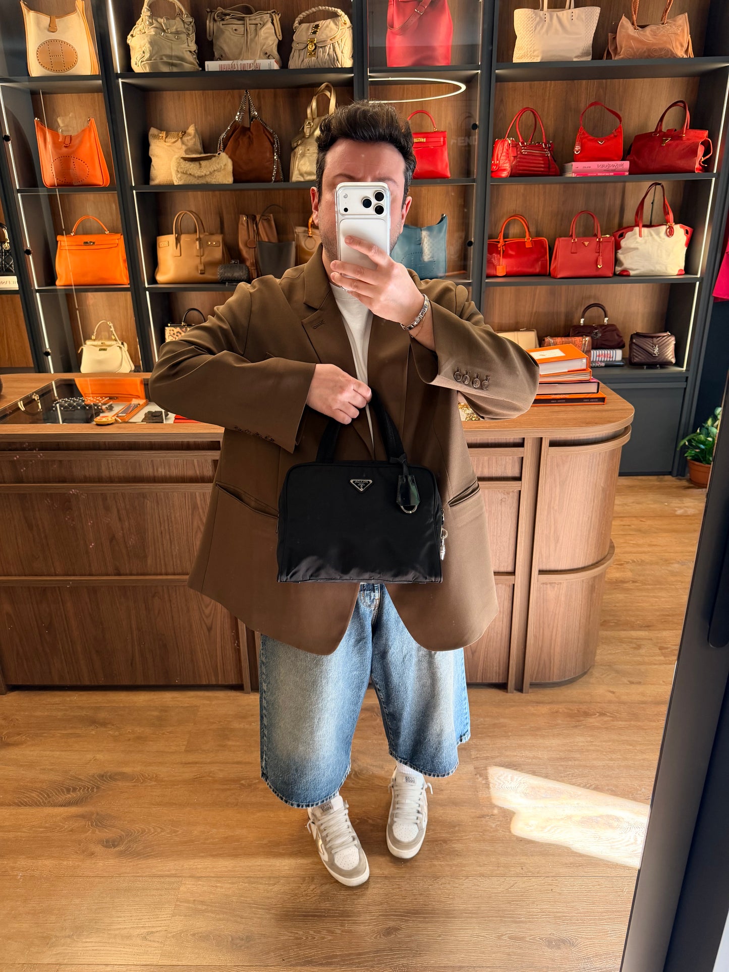 PRADA BLACK NYLON HANDBAG