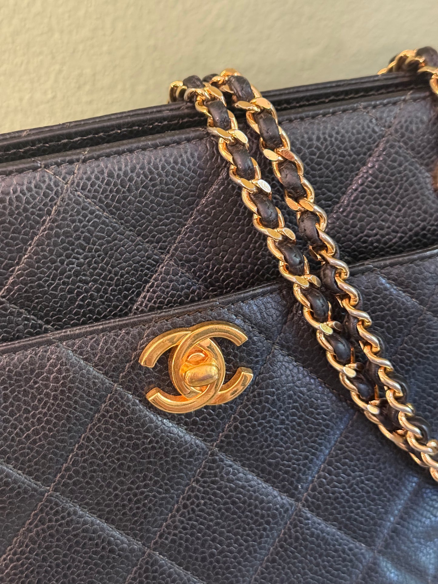 CHANEL BLACK CAVIAR SMALL SHOPPING BAG