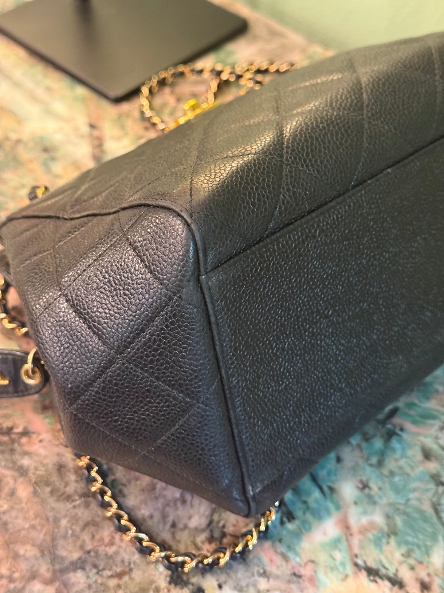 CHANEL BLACK CAVIAR SMALL SHOPPING BAG