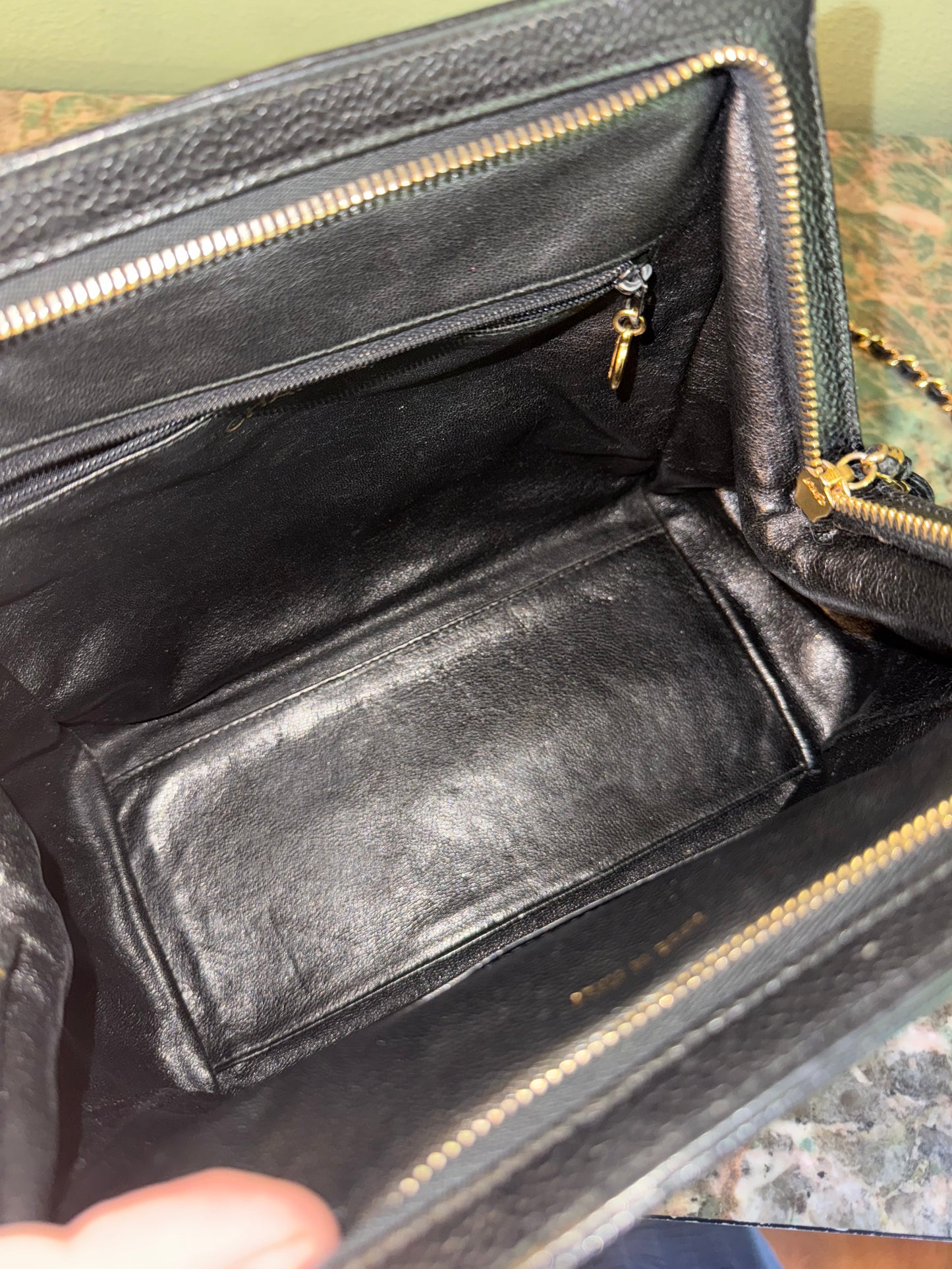 CHANEL BLACK CAVIAR SMALL SHOPPING BAG
