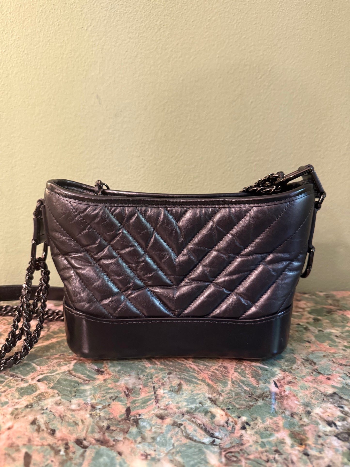 CHANEL SO BLACK CHEVRON MINI GABRIELLE CROSSBODY BAG