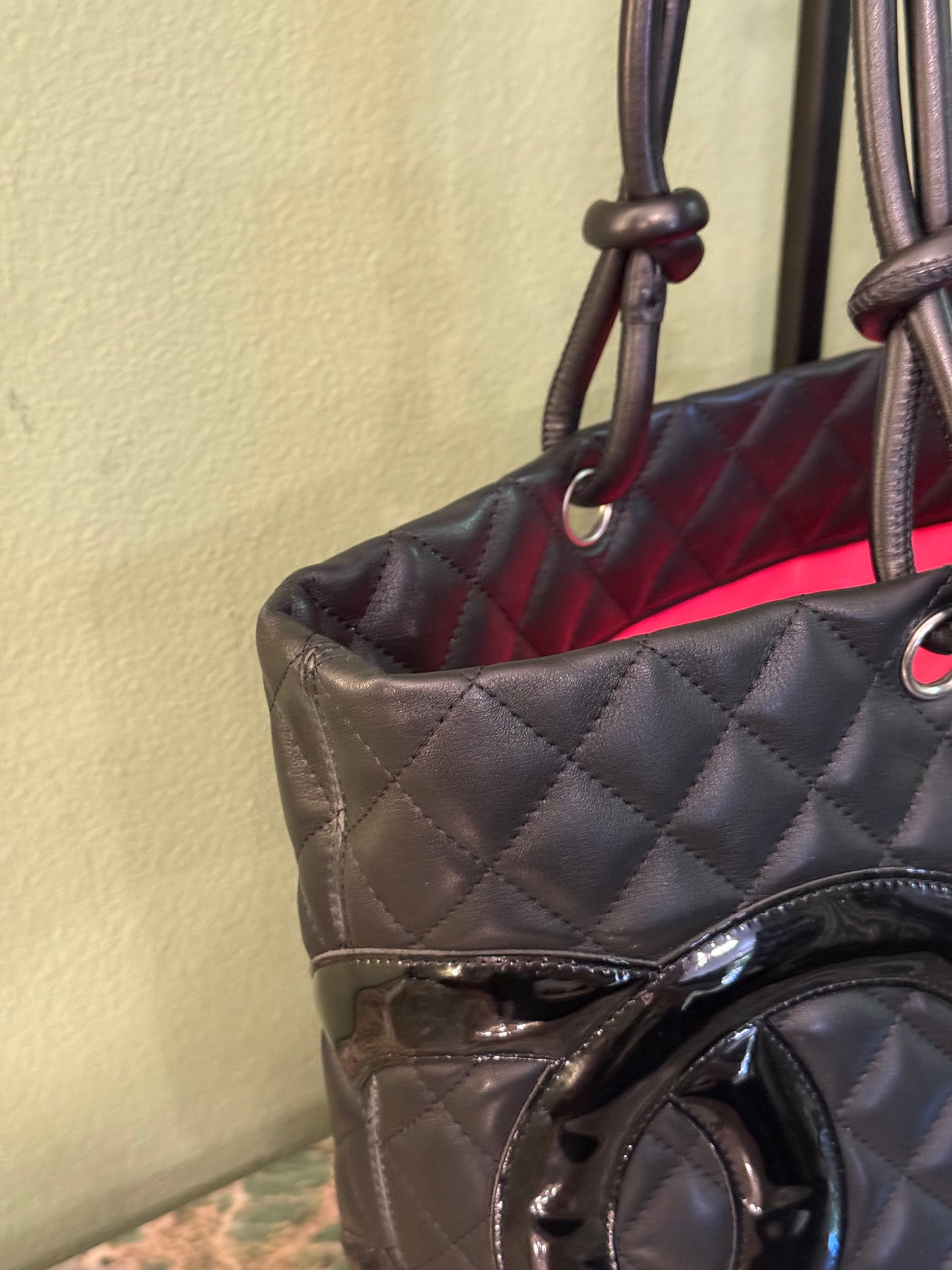 CHANEL BLACK LARGE CAMBON SHOPPING TOTE