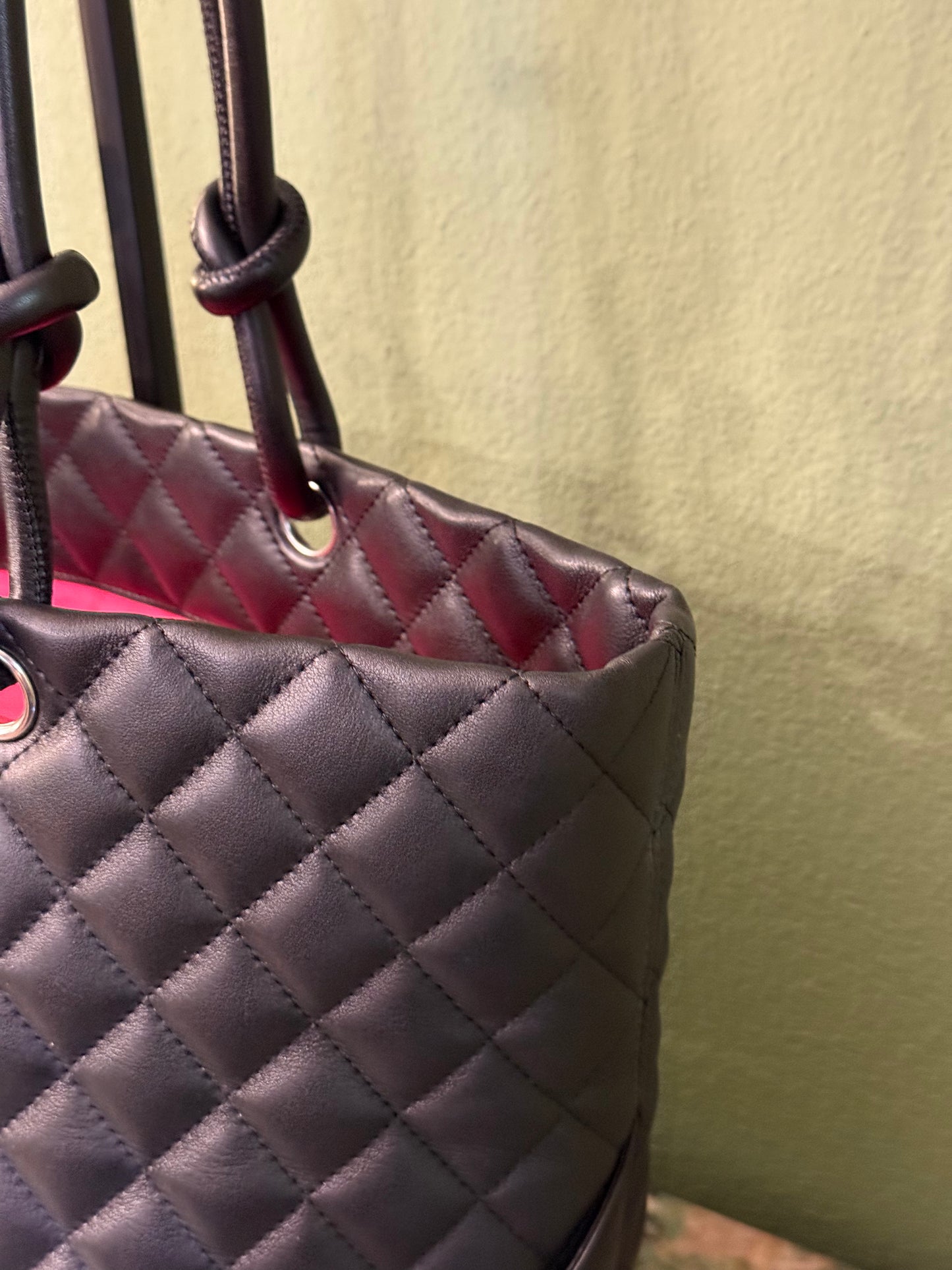 CHANEL BLACK LARGE CAMBON SHOPPING TOTE