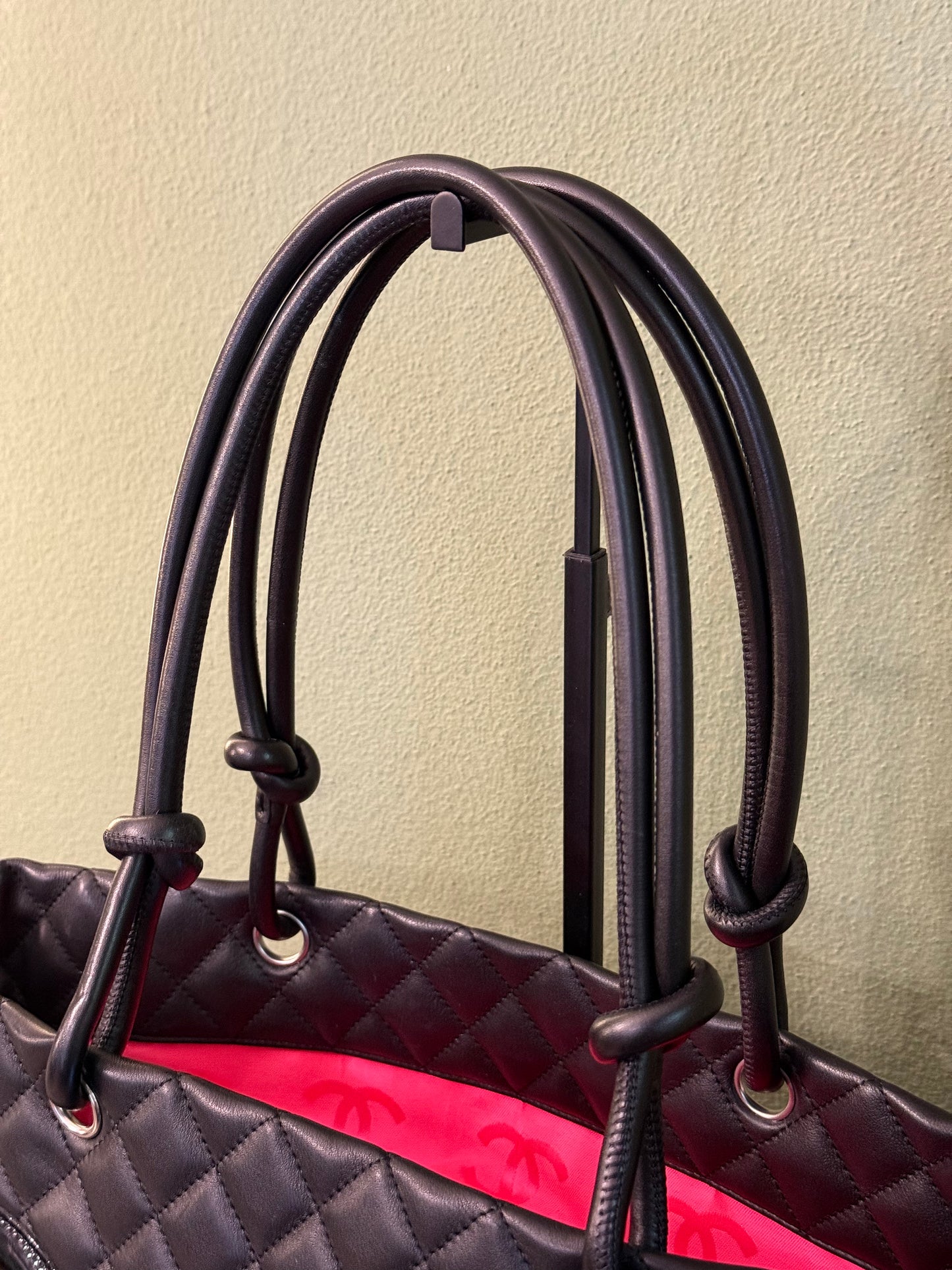 CHANEL BLACK LARGE CAMBON SHOPPING TOTE