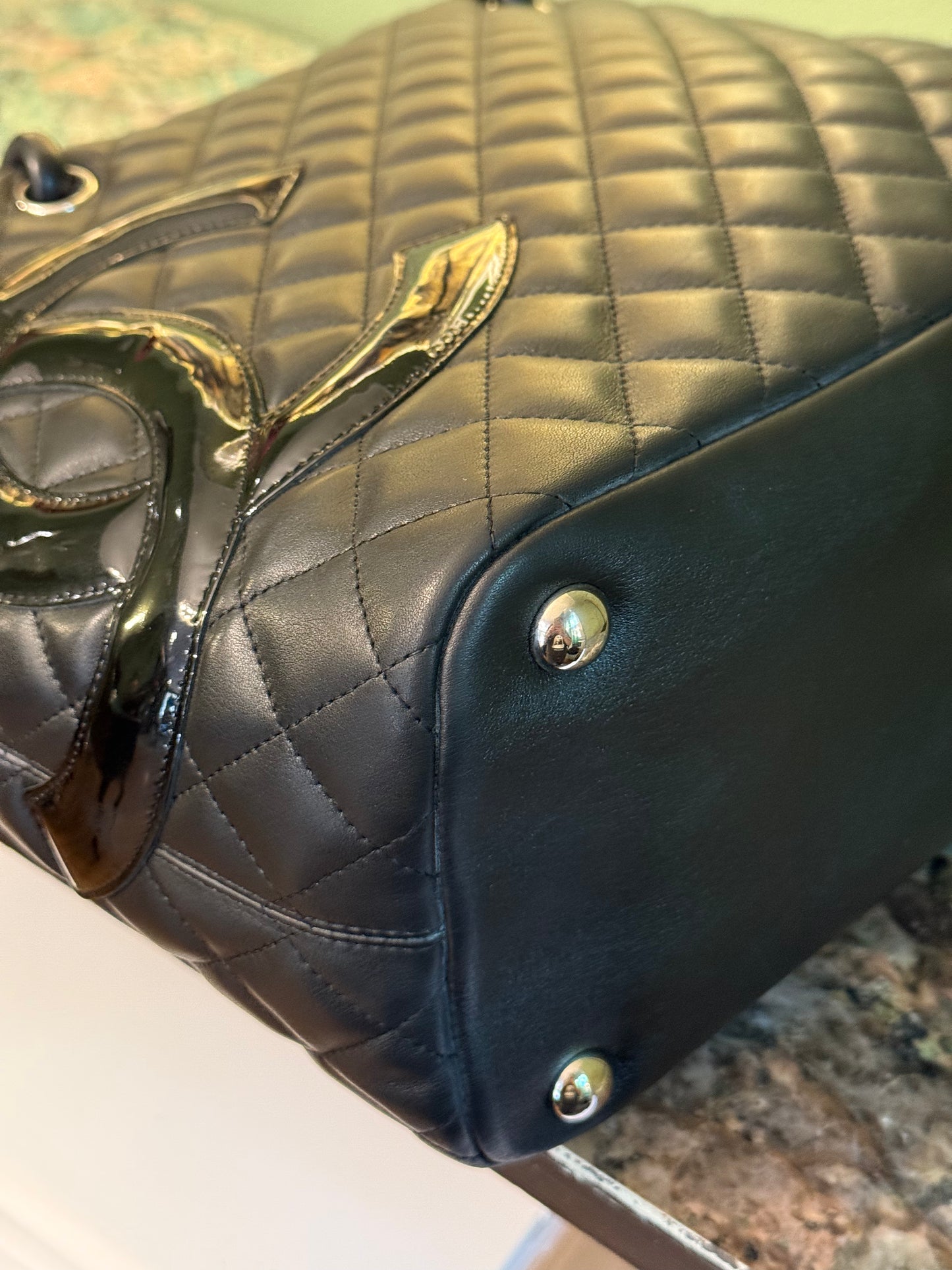CHANEL BLACK LARGE CAMBON SHOPPING TOTE
