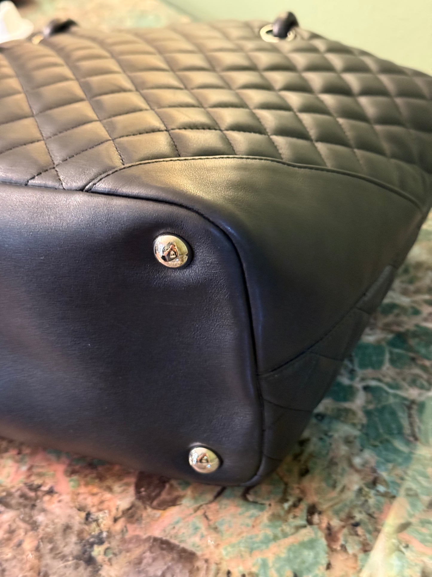 CHANEL BLACK LARGE CAMBON SHOPPING TOTE