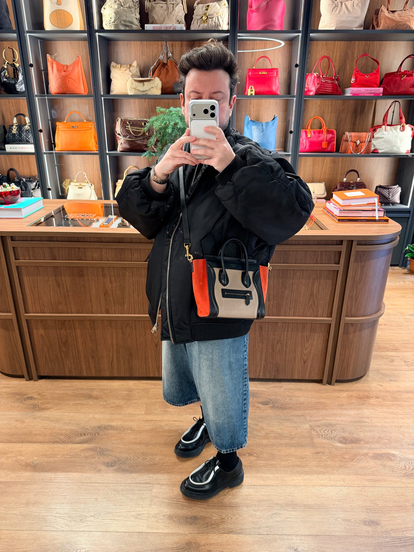 CÈLINE TRI COLOR NANO LUGGAGE CROSSBODY BAG