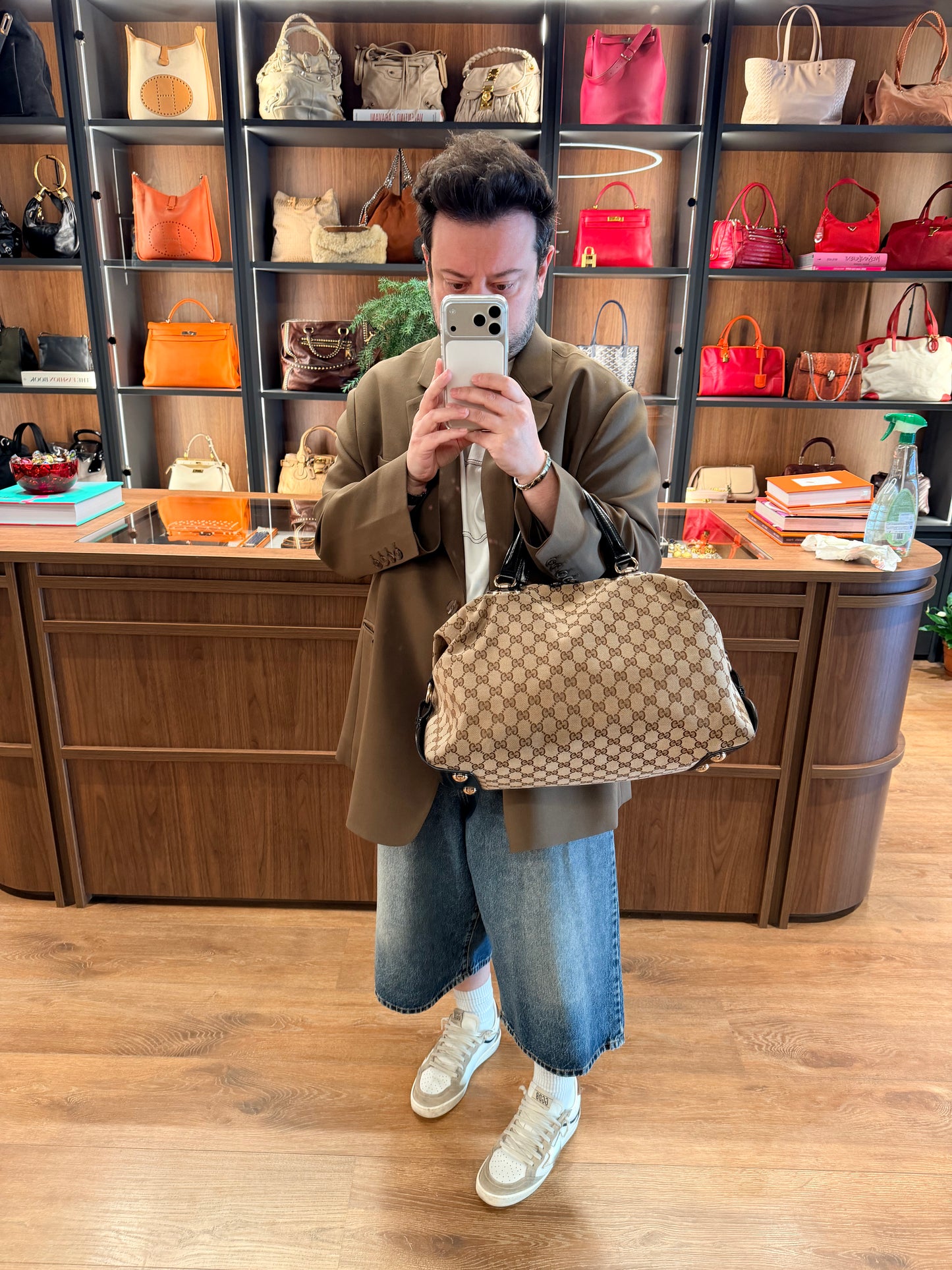 GUCCI GG CANVAS BOSTON HANDBAG