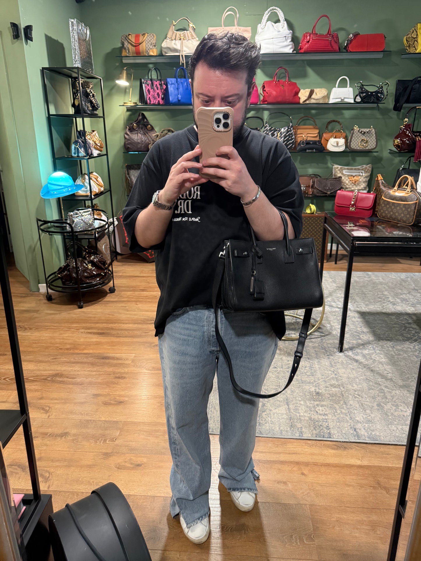 SAINT LAURENT BLACK BABY SAC DE JOUR HANDBAG
