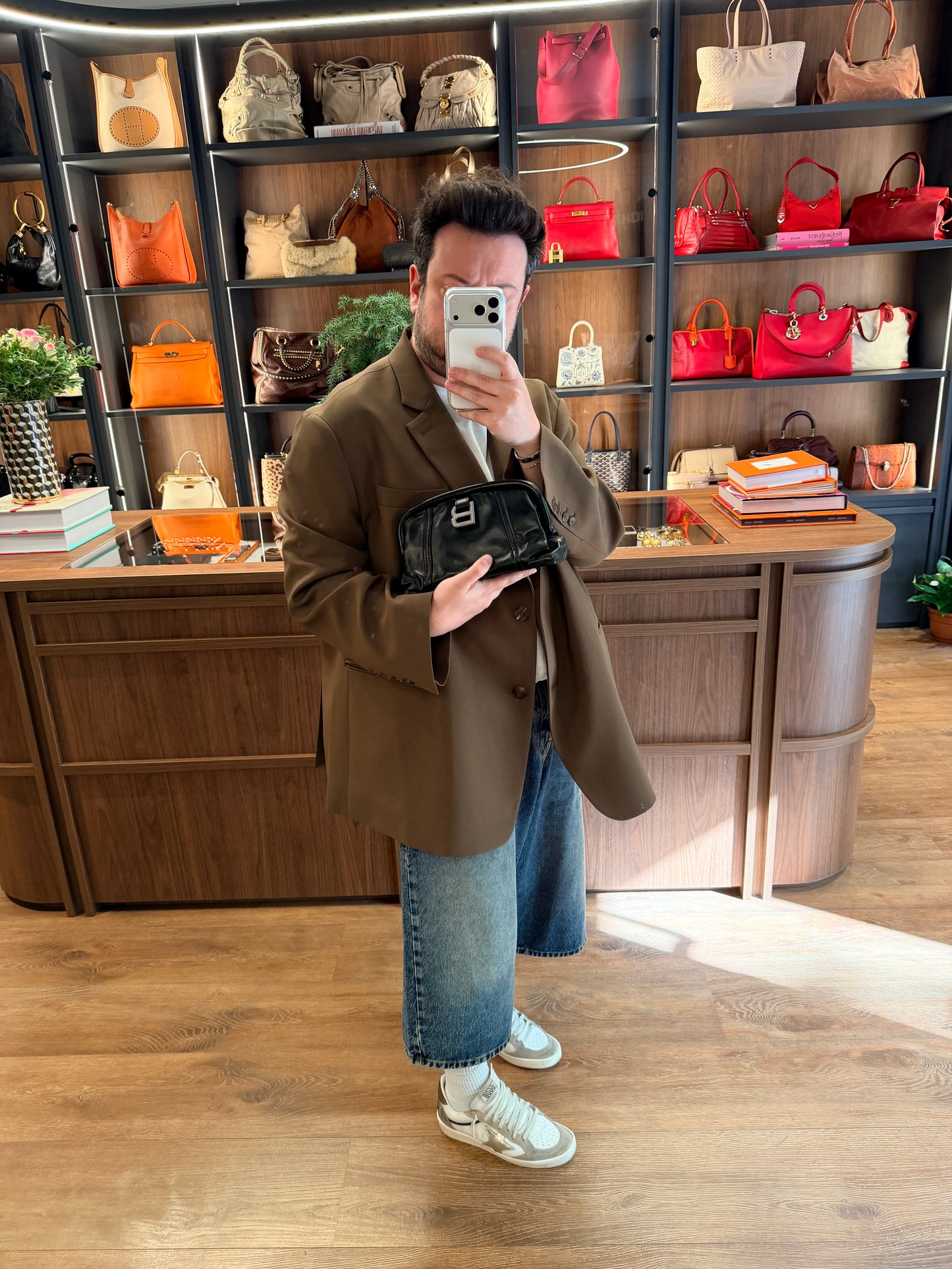BALENCIAGA BLACK FRAME CLUTCH XS