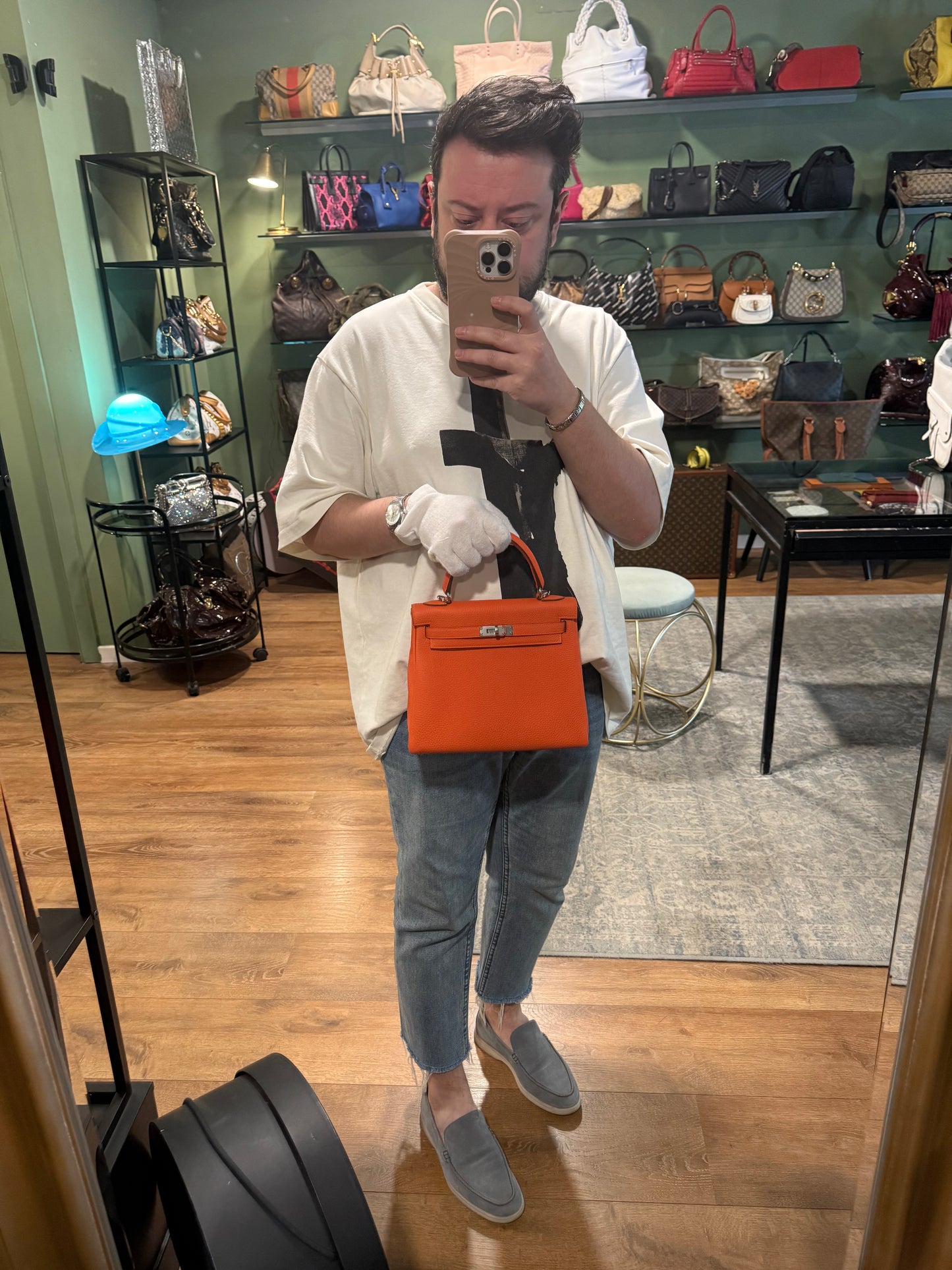 HERMÈS ORANGE TOGO KELLY 25 HANDBAG