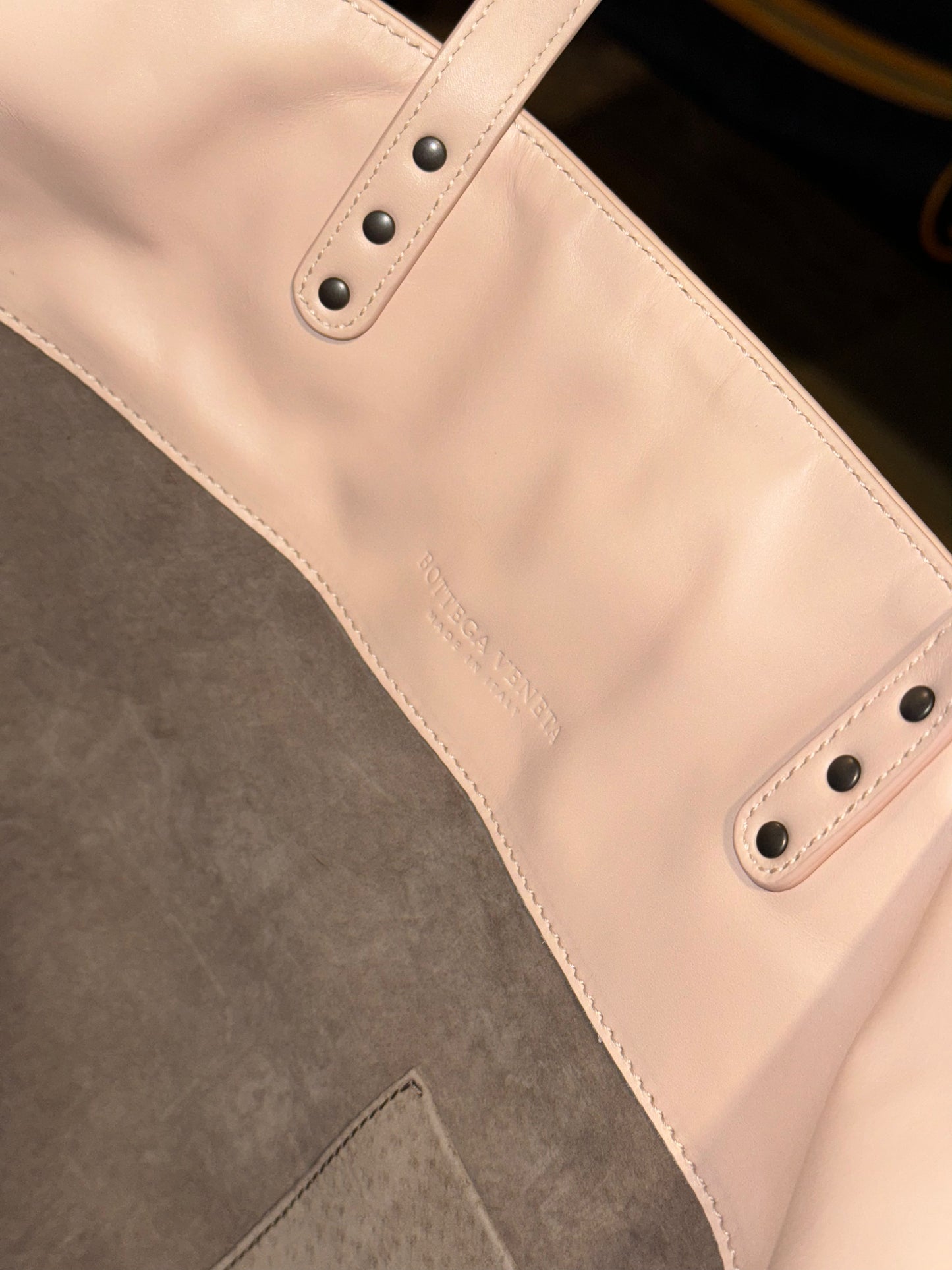 BOTTEGA VENETA LIGHT PINK INTRECCIATO SHOPPING TOTE