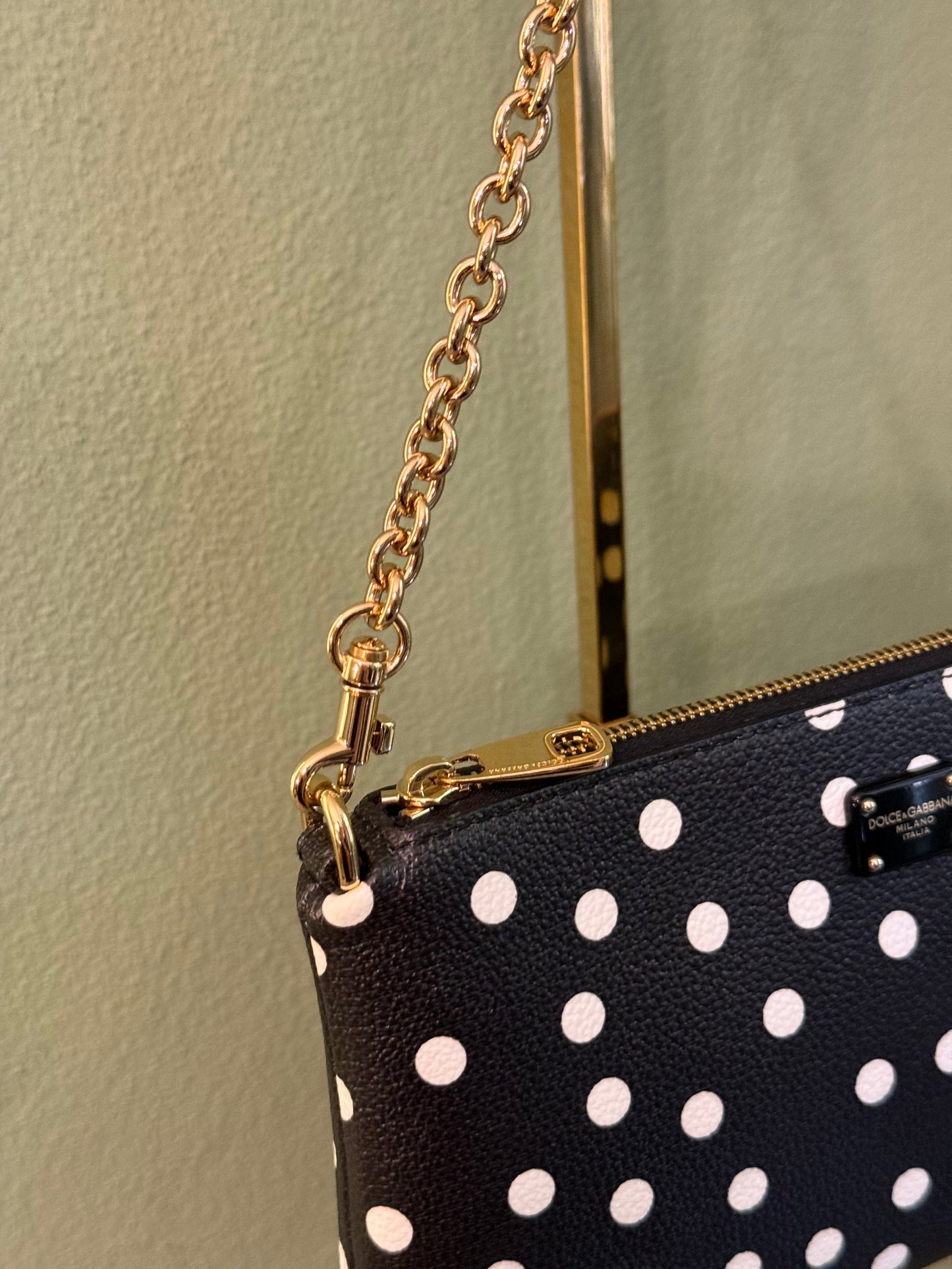 DOLCE & GABBANA BLACK POIS MINI CHAIN POCHETTE