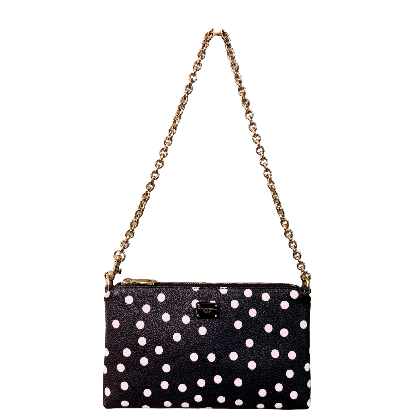 DOLCE & GABBANA BLACK POIS MINI CHAIN POCHETTE