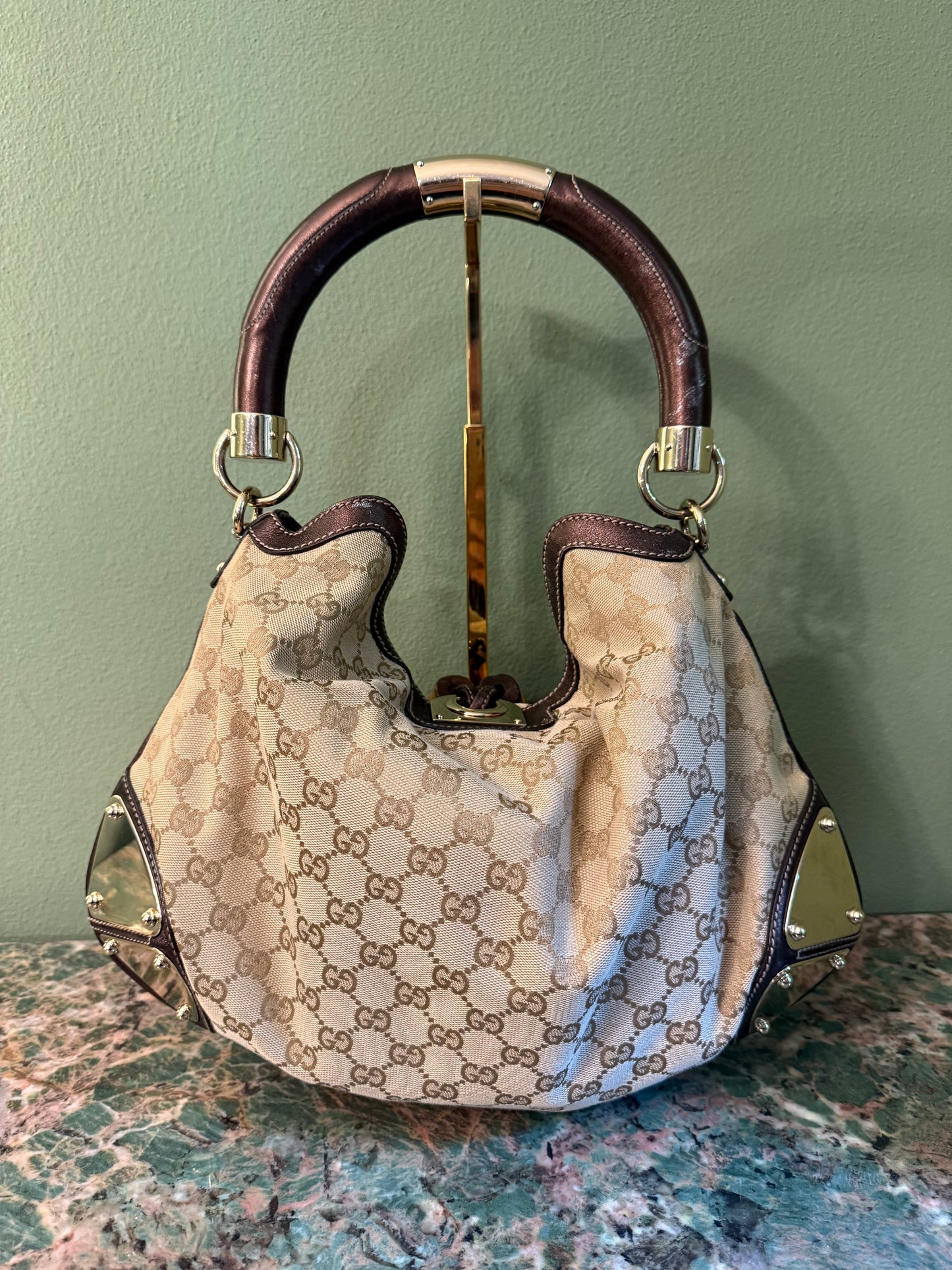 GUCCI MONOGRAM MINK MEDIUM INDY SHOULDER BAG