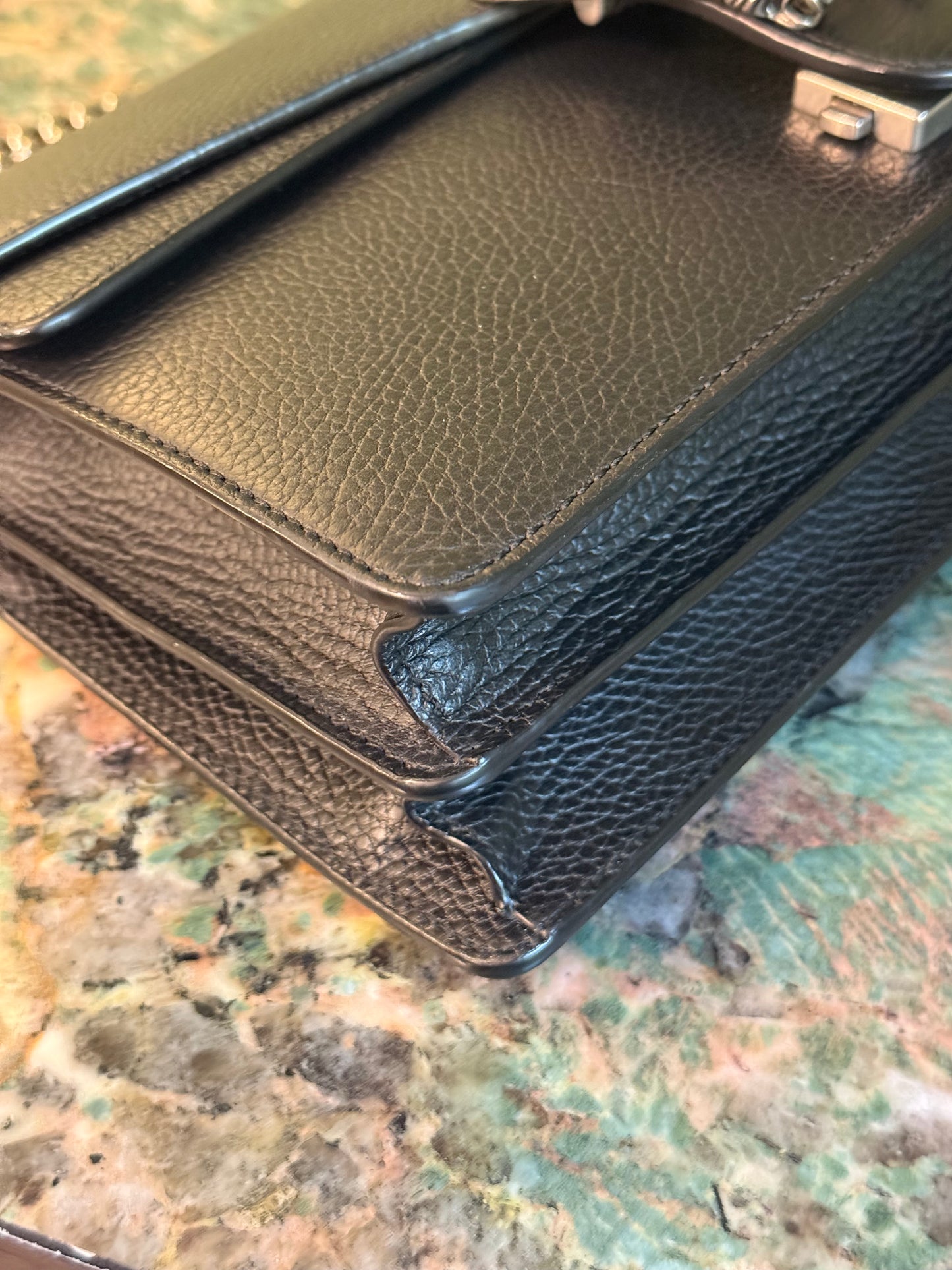 GUCCI MEDIUM BALCK LEATHER DIONYSUS SHOULDER BAG